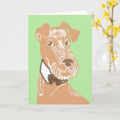 Irish Terrier mit Bowtie Grußkarte Karte (Gelbe Blume)