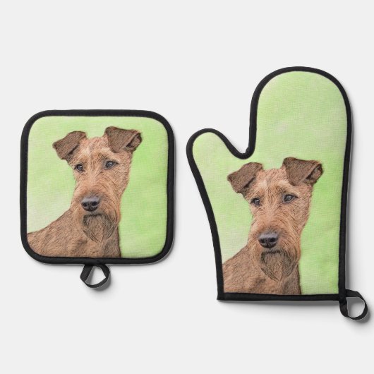 Irish Terrier Ofenhandschuh & Topflappen-Set (Vorderseite)