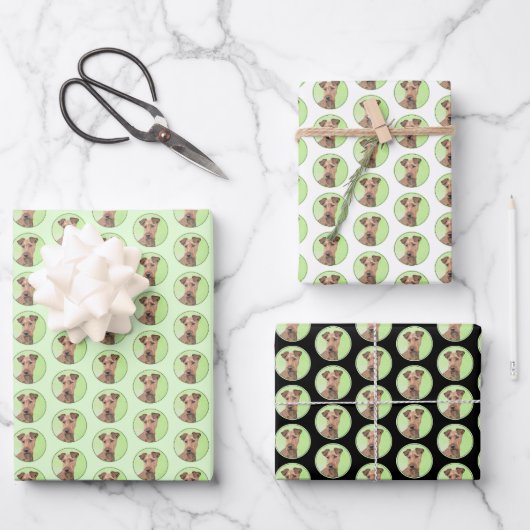 Irish Terrier Painting - Niedliche Original Dog Ar Geschenkpapier Set (Vorderseite)