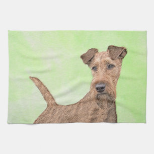 Irish Terrier Painting - Niedliche Original Dog Ar Geschirrtuch