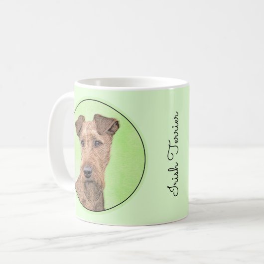Irish Terrier Painting - Niedliche Original Dog Ar Kaffeetasse (Vorderseite Links)