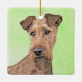 Irish Terrier Painting - Niedliche Original Dog Ar Keramikornament (Rückseite)