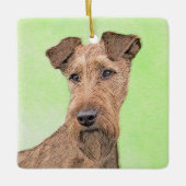 Irish Terrier Painting - Niedliche Original Dog Ar Keramikornament (Vorderseite)