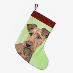 Irish Terrier Painting - Niedliche Original Dog Ar Kleiner Weihnachtsstrumpf