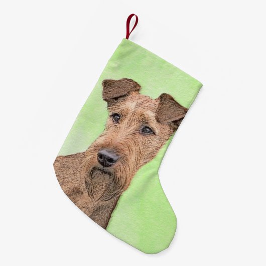 Irish Terrier Painting - Niedliche Original Dog Ar Kleiner Weihnachtsstrumpf (Vorderansicht (hängend))