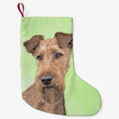 Irish Terrier Painting - Niedliche Original Dog Ar Kleiner Weihnachtsstrumpf (Vorderseite)