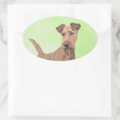 Irish Terrier Painting - Niedliche Original Dog Ar Ovaler Aufkleber (Tasche)