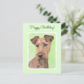 Irish Terrier Painting - Niedliche Original Dog Ar Postkarte (Stehend Vorderseite)