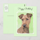 Irish Terrier Painting - Niedliche Original Dog Ar Postkarte (Vorne/Hinten)