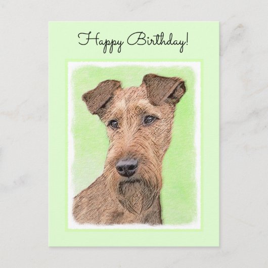 Irish Terrier Painting - Niedliche Original Dog Ar Postkarte (Vorderseite)