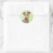Irish Terrier Painting - Niedliche Original Dog Ar Runder Aufkleber (Tasche)