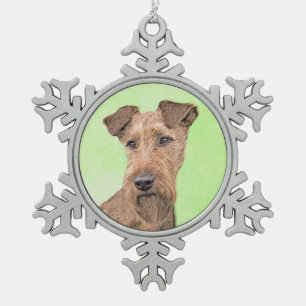 Irish Terrier Painting - Niedliche Original Dog Ar Schneeflocken Zinn-Ornament