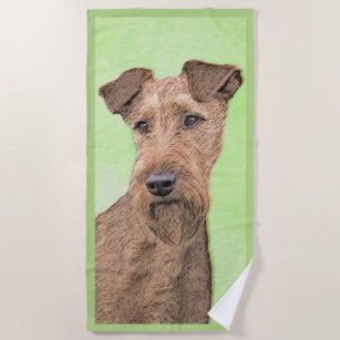 Irish Terrier Painting - Niedliche Original Dog Ar Strandtuch