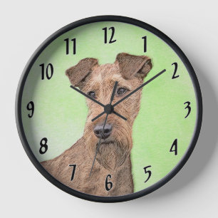 Irish Terrier Painting - Niedliche Original Dog Ar Uhr