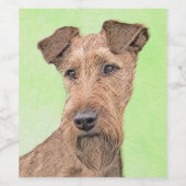 Irish Terrier Painting - Niedliche Original Dog Ar Weinetikett (Einzelnes Label)