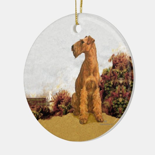 Irish Terrier Seaside Keramik Ornament (Links)