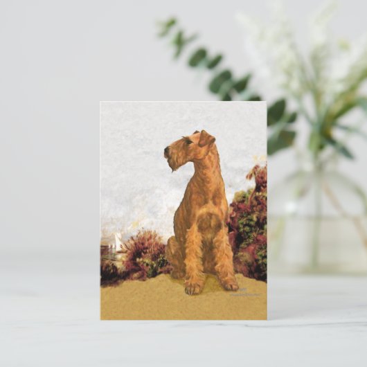 Irish Terrier Seaside Postkarte (Stehend Vorderseite)
