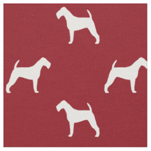Irish Terrier Silhouetten Muster rot und weiß Stoff