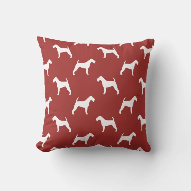 Irish Terrier Silhouetten Pattern Red Kissen (Vorderseite)
