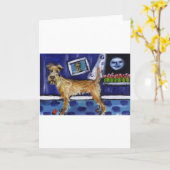 Irish Terrier spürt lächelnden Mond Karte (Gelbe Blume)