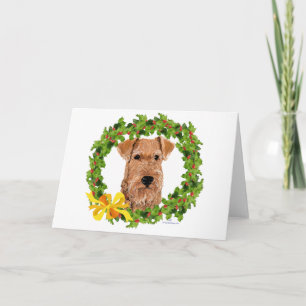 Irish-Terrier-Stechpalmenkranz Feiertagskarte