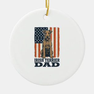 Irish Terrier Vater Patriotisch Vintage Keramik Ornament