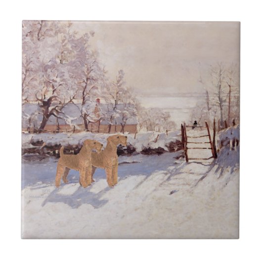 Irish Terriers im Winter Fliese (Vorderseite)