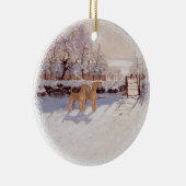 Irish Terriers im Winter Keramik Ornament (Rechts)