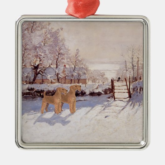 Irish Terriers im Winter Ornament Aus Metall (Vorne)