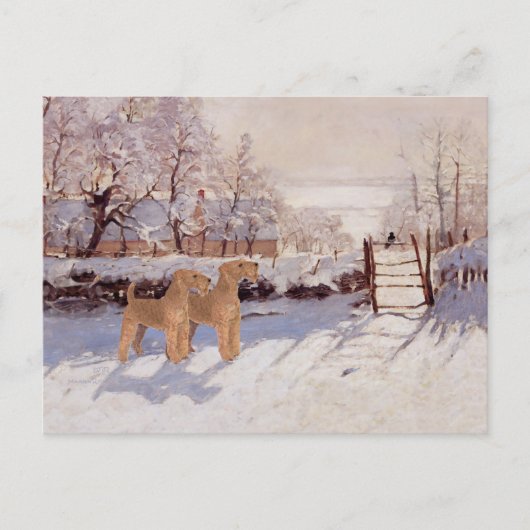 Irish Terriers im Winter Postkarte (Vorderseite)