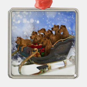 Irish Terriers Sleigh Ride Ornament Aus Metall
