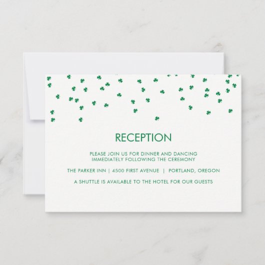 Irish Theme Wedding Kleeblatt Confetti | EMPFANG Einladung (Vorderseite)