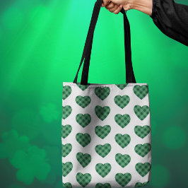 Irish Themed with Green Tartan Heart Pattern Tasche