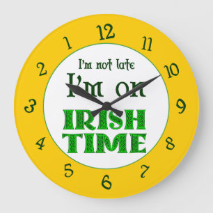 Irish Time Backwards Numbers Clock Große Wanduhr
