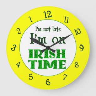 Irish Time Backwards Numbers Clock Große Wanduhr