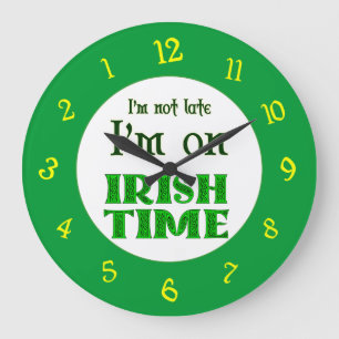 Irish Time Backwards Numbers Clock Große Wanduhr