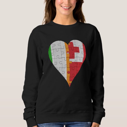 Irish Togan Flag Herz Sweatshirt (Vorderseite)