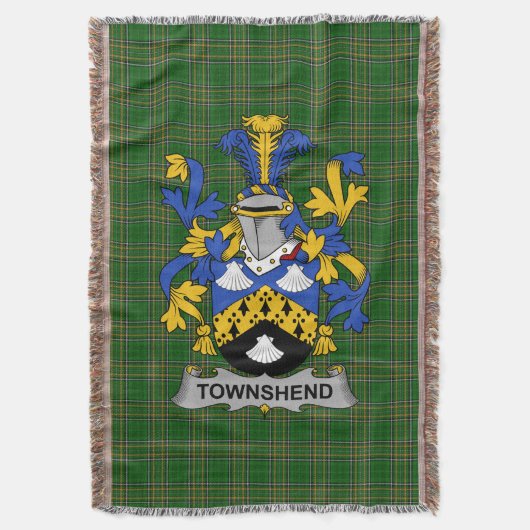 Irish Townshend oder Townsend Coat of Arms Family Decke (Vorderseite Vertikal)