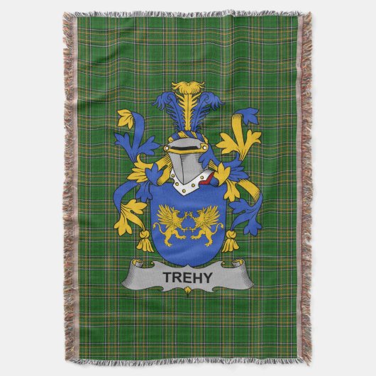 Irish Trehy oder O_Trehy Coat of Arms Familienwapp Decke (Vorderseite Vertikal)