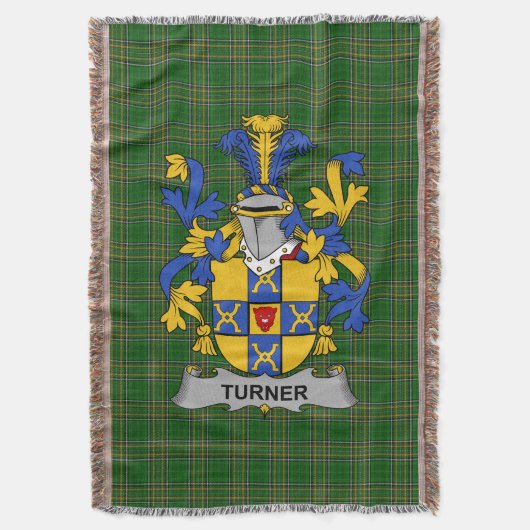 Irish Turner Coat of Arms Familienwappen Irland Decke (Vorderseite Vertikal)