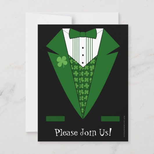 Irish Tuxedo St. Patrick's Day Party Einladungen (Vorderseite)