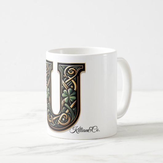 Irish U Monogram Coffee Mug Kaffeetasse (VorderseiteRechts)