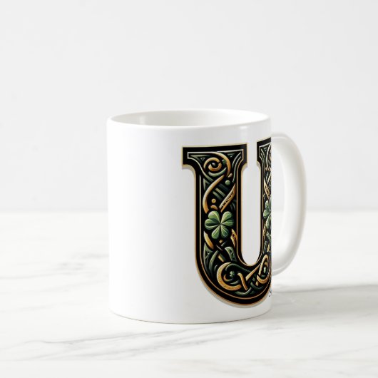 Irish U Monogram Coffee Mug Kaffeetasse (VorderseiteRechts)