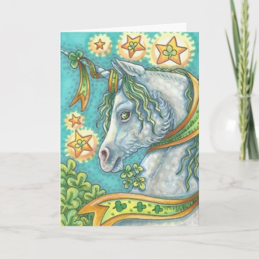 Irish Unicorn HAPPY ST. PATRICK'S DAY HORSE CARD Karte (Vorderseite)