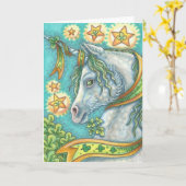 Irish Unicorn HAPPY ST. PATRICK'S DAY HORSE CARD Karte (Gelbe Blume)
