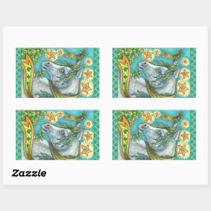 IRISH UNICORN, ST. PATRICK'S DAY FANTASY HORSE RECHTECKIGER AUFKLEBER