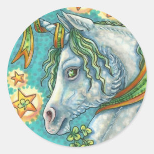 IRISH UNICORN, ST. PATRICK'S DAY FANTASY HORSE RUNDER AUFKLEBER