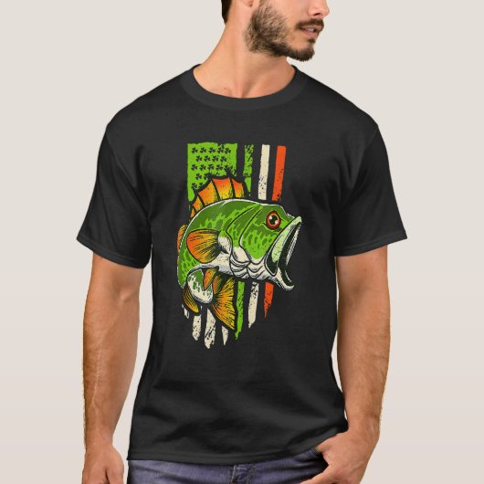 Irish US American Flag Fishing Fish St Patricks Da T-Shirt (Vorderseite)