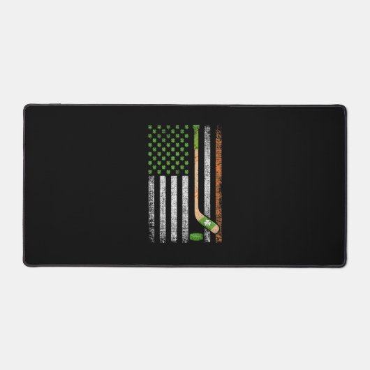 Irish USA Flag Leprechaun Lucky Hockey St Patrick Schreibtischunterlage (Vorderseite)