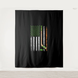 Irish USA Flag Leprechaun Lucky Hockey St Patrick Wandteppich